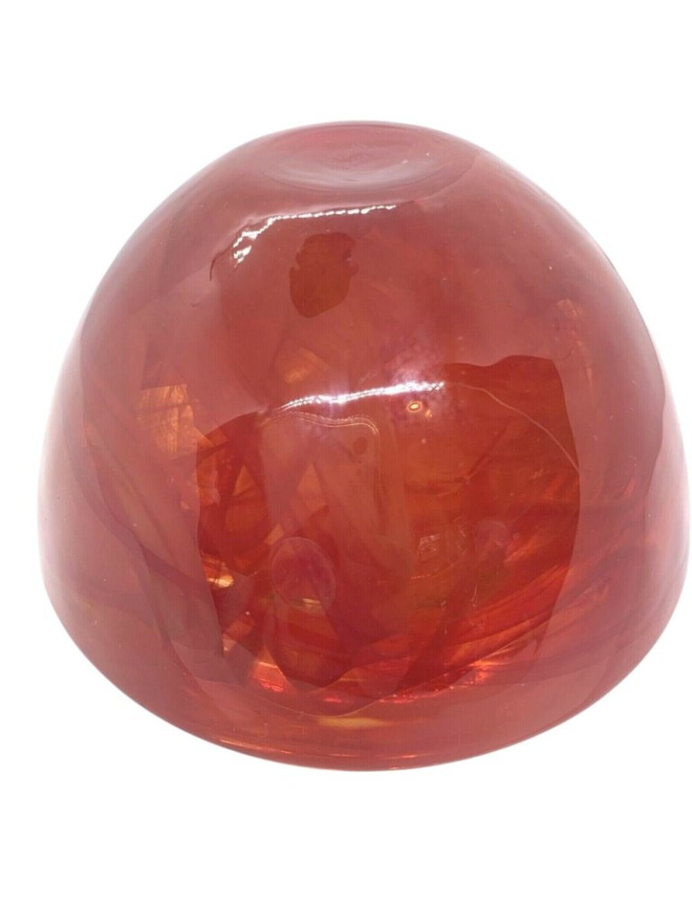 Kosta Boda Atoll Bowl Paperweight Anna Ehrner Red Swirl Art Glass Sweden - Picture 9 of 12